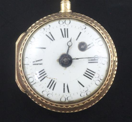 A late 18th/early 19th century French small gold keywind pocket watch, by Jacques Castan...?